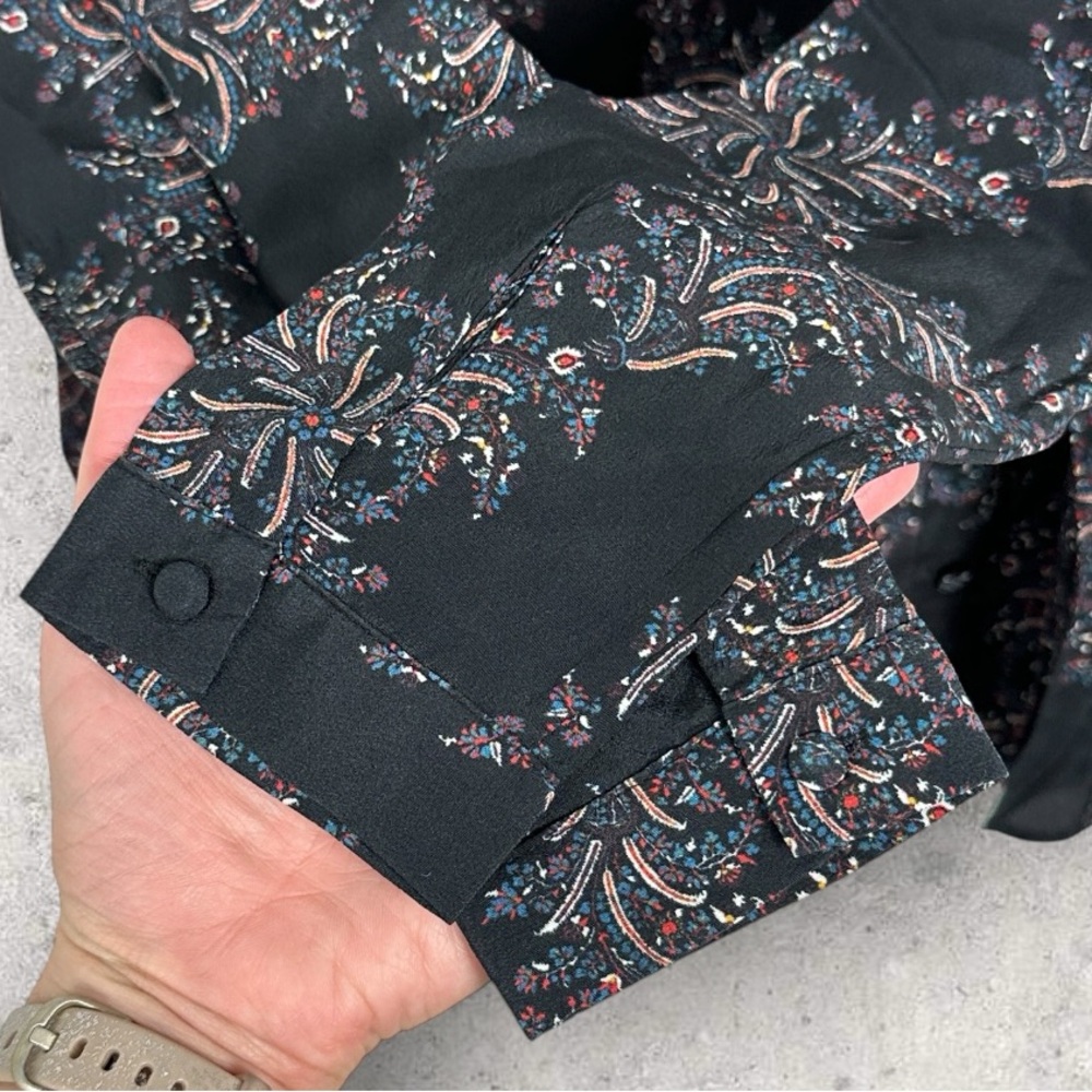 Sezane 100% Silk Printed Long Sleeve Blouse‎ Womens Size 38 French US 6 Top Boho - Picture 4 of 14